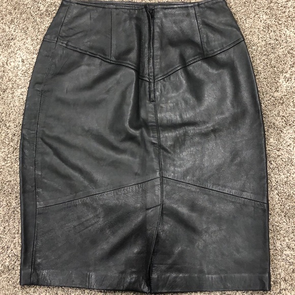 ARCHITECT 100% Leather Black Skirt Size 10 - Picture 2 of 5